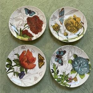 Pier 1 Imports Melamine Set 8 Plates 8.5" Lunch Salad Butterfly Floral Assorted